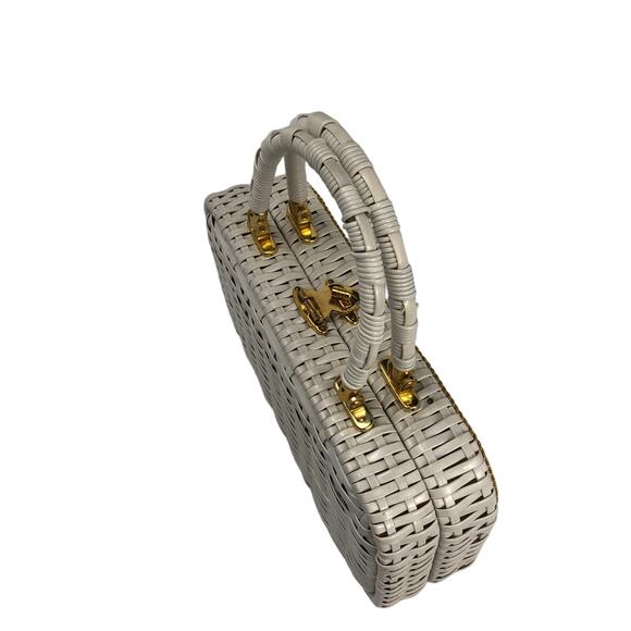 Vintage Wicker Purse Handbag Grandma Chic - Picture 9 of 16